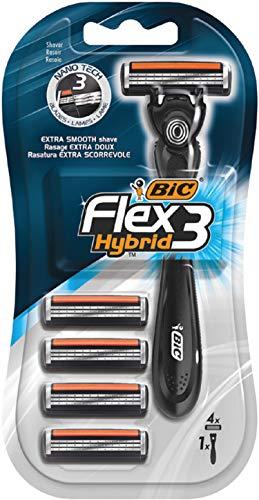 BIC Flex3 Hybrid - Juego de 1 cuchilla de afeitar + 4 hojas de afeitar