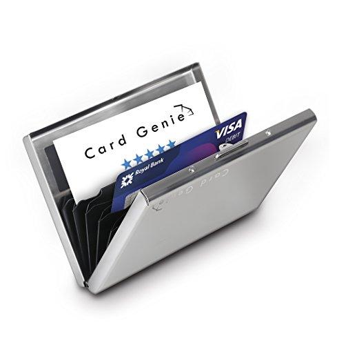 Cartera Pequeña de Metal Anti RFID de Card Genie - Tarjetero Impermeable Portatarjetas Metálico de 6 Ranuras para Hombre y Mujer - Tecnología de Bloqueo RFID Que Protege Tus Tarjetas de Crédito y DNI