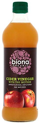 Vinagre de sidra orgánico sin filtrar con madre de Biona, 500 ml (paquete de 6)