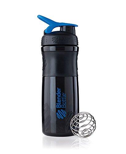 BlenderBottle Sportmixer - Botella de agua y mezcladora, 820ml (1 x 820ml), Negro/Azul