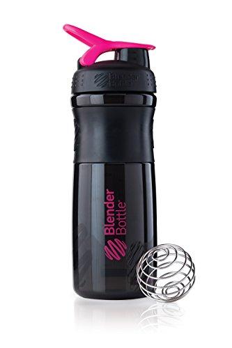 BlenderBottle Sportmixer - Botella de agua y mezcladora, 820ml (1 x 820ml), Negro/Fucsia