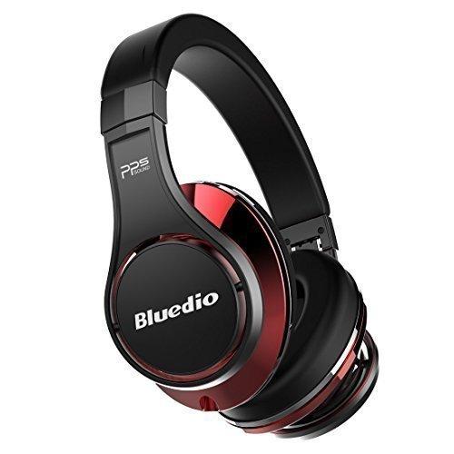 Bluedio U (UFO) Auriculares de Diadema Bluetooth PPS 8 con micrófono Integrado y Ocho Altavoces (Negro y Rojo)
