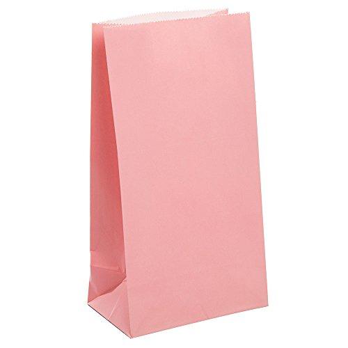 Unique Party- Paquete de 12 bolsas de regalo de papel, Color rosa claro, 59001)