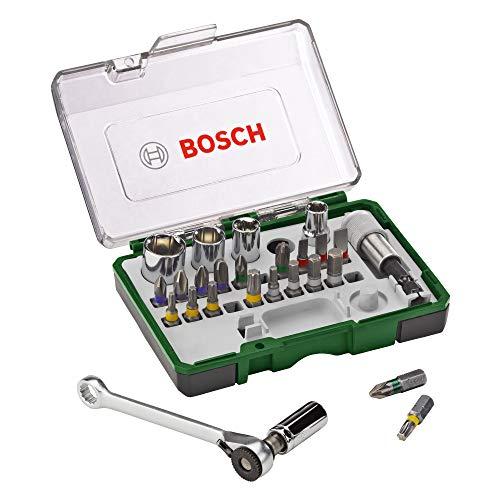 Bosch 2607017160 - Pack de 27 unidades para atornillar, con llave de carraca, versión estándar, color negro y verde