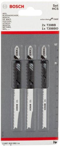 Bosch 2 607 010 592 - Set de 3 hojas de sierra de calar - T 308 B; T 308 BO (pack de 2; 1)