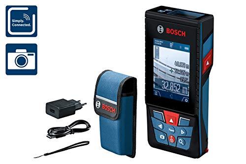 Bosch Professional GLM 120 C - Medidor láser de distancias (batería de litio integrada, alcance 120 m, inclinómetro, conexión Bluetooth, con funda)