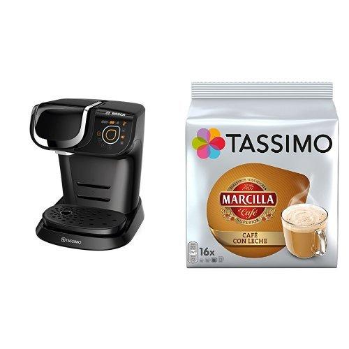 Bosch TAS6002 Tassimo My Way (color negro) + Pack café 5 paquetes (80 cápsulas) Tassimo Marcilla Café con Leche