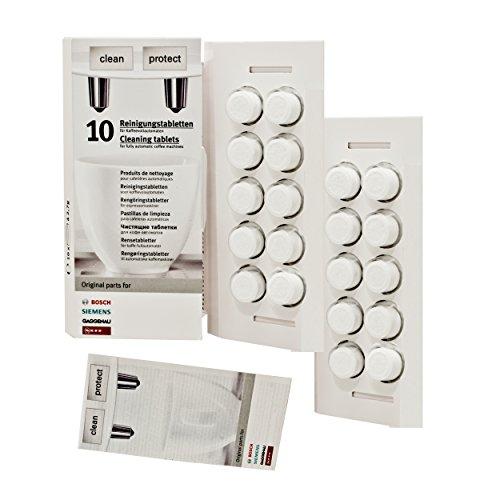 Bosch TCZ6001 - Pastillas de limpieza para cafeteras (2 unidades, 10 pastillas cada una)