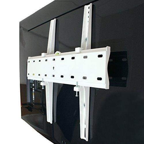 Brateck - Soporte de pared para monitor de televisión plano (inclinable, giratorio, incluye accesorios Fischer, estándar VESA 200x200, 200x300, 300x300, 400x300 y 400x400, 42-65"), color blanco
