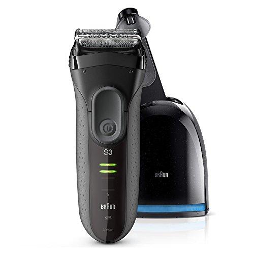 Braun Series 3 ProSkin3050cc - Afeitadora eléctrica inalámbrica y recargable, máquina de afeitar para hombre, recortadora de precisión extraíble, negro/gris + Estación de limpieza y carga Clean&Charge