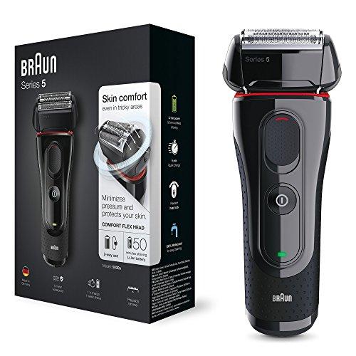 Braun Series 5 5030 s Afeitadora Eléctrica Hombre, Afeitadora Barba, Recortador de Precisión Extraíble, Recargable e Inalámbrica, Negro/Rojo