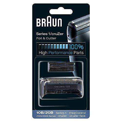 Braun 10B Pack de Recambio para Afeitadora Eléctrica Hombre Series 1/Freecontrol/CruZer con Láminas de Recambio y Portacuchillas, Negro