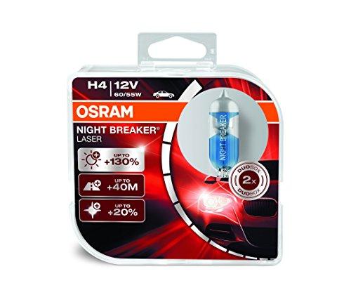 OSRAM NIGHT BREAKER LASER H4, lámpara para faros halógena, 64193NBL-HCB, automóvil de 12 V, caja doble (2 unidades)