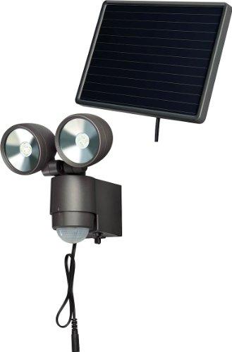 Brennenstuhl 1170930 - Lámpara led solar (IP44, con sensor de movimiento de infrarrojos, 8 ledes de 0,5 W, 300 lm, longitud del cable: 4,75 m), color gris oscuro