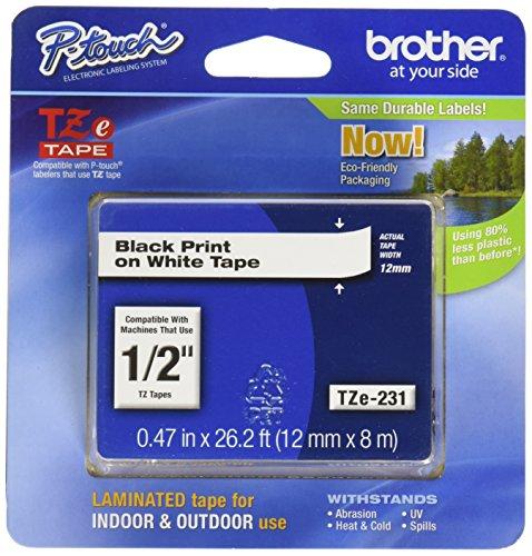 Brother Black on White Gloss Laminated Tape, 12 mm - Cintas para impresoras de etiquetas (12 mm)