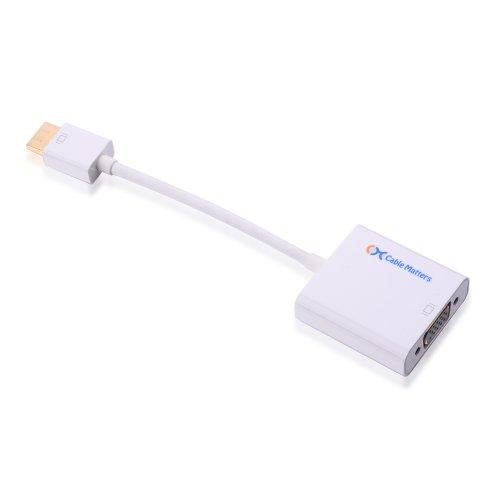 Cable Matters 113046 - Adaptador Activo HDMI a VGA Macho a Hembra, color blanco