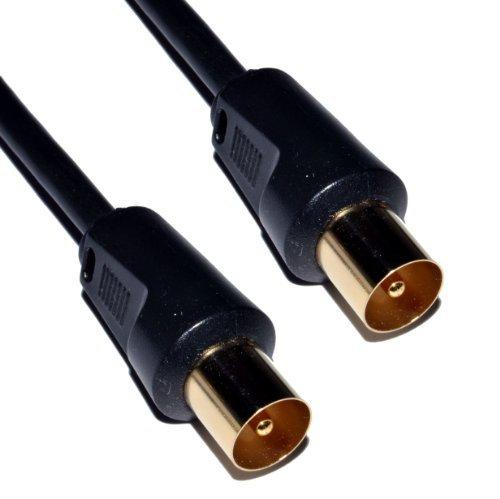 Cable Mountain - Cable coaxial blindado para televisión (1 m, conectores chapados en oro, macho a macho), color negro