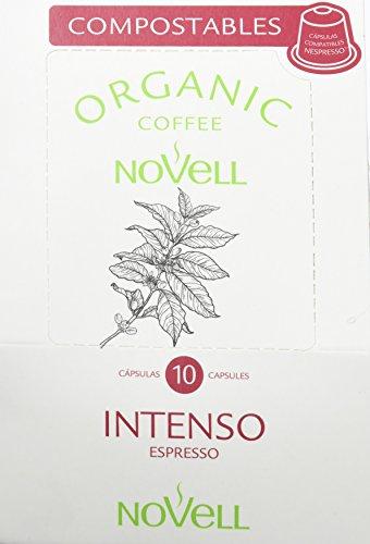 Cafés Novell Cápsulas compostables compatibles con Nespresso Intenso - 4 paquetes de 10 cápsulas