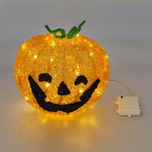 Calabaza Halloween 3D a pilas, 80 LED luz cálida, temporizador 6/18, intermitencia On-Off, decoración, luces Halloween