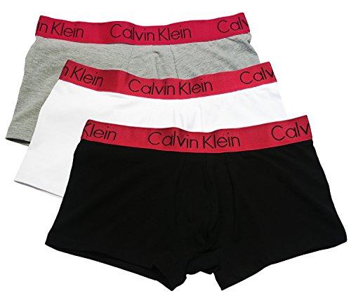Calvin Klein - Bóxer Para Hombre , Pack de 3 calzoncillos, Talla L, Negro, Blanco y Gris