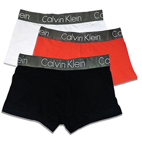 Calvin Klein - Bóxer Para Hombre , Pack de 3 calzoncillos, Talla L, Rojo,Negro,Blanco