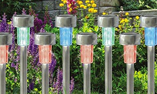10 x vanz shop cambia de color reloj SOLAR de acero inoxidable de jardín luces LED Lámparas recargable