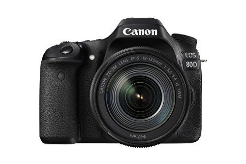 Canon EOS 80D - Cámara réflex digital de 24.2 MP (pantalla táctil de 3", video Full HD, enfoque automático, WiFi, objetivo Canon EF 18 - 135 mm f/3.5 - 5.6 IS (versión importada))