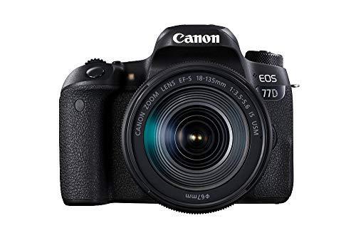 Canon EOS 77D - Cámara réflex de 24.2 MP (vídeo Full HD, WiFi, Bluetooth) color negro - kit cuerpo con objetivo EF-S 18-135 IS USM