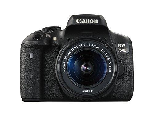 Canon EOS 750D - Cámara réflex digital de 24.2 MP (Kit con objetivo EF-S 18-55 mm f/3.5-5.6 IS STM, pantalla de 3", 1080 p, WiFi estabilizador óptico, vídeo Full HD), color negro (importada)