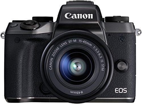 Canon EOS M5 - Cámara sin espejo de 24,2 MP (pantalla táctil de 3,2", procesamiento DIGIC, 7 fps, Bluetooth, WiFi, NFC), negro - kit con cuerpo, objetivo EF-M 15-45 S y con adaptador EF-EOS M incluido