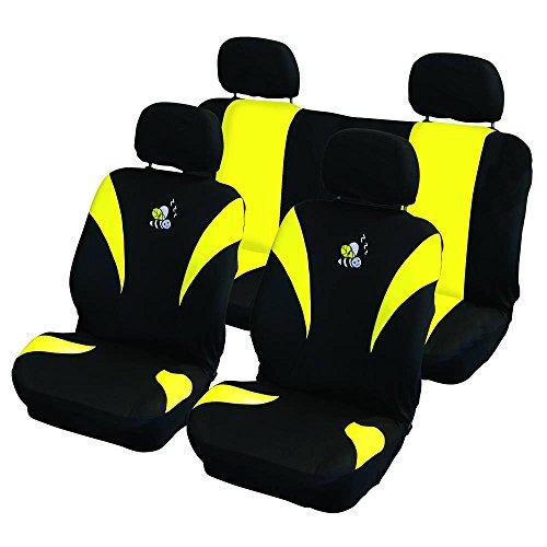 Carpoint 0310130 - Fundas para asientos (8 piezas), color negro y amarillo