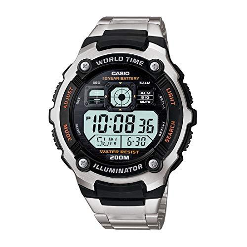 Casio AE-2000WD - Reloj para Hombre (5 alarmas, cronometro, Correa de Resina), Color Gris