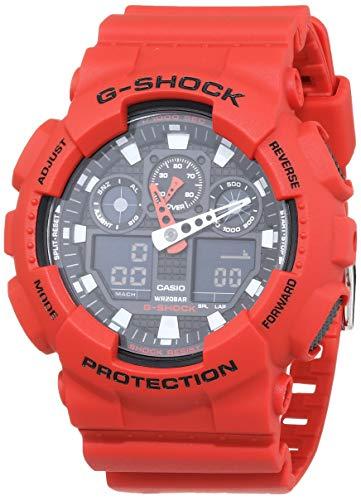 Casio G-SHOCK Reloj Analógico-Digital, 20 BAR, Rojo, para Hombre, GA-100B-4AER