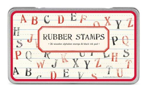 Cavallini & Co. - sellos de alfabeto diseñado juego de sellos (goma y madera, incluye almohadilla de tinta color negro), diseño