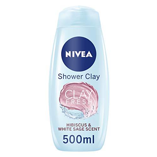Gel de ducha Nivea Clay Fresh Deep Cleansing, Hibiscus y salvia blanca, crema de ducha, 500 ml, paquete de 6
