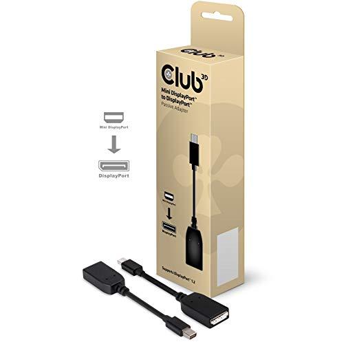 CLUB3D Mini DisplayPort to DisplayPort Adapter Cable - Adaptador para Cable (Mini DisplayPort, DisplayPort, Macho/Hembra, Negro, 0,13m, CE, RoHS, FCC)