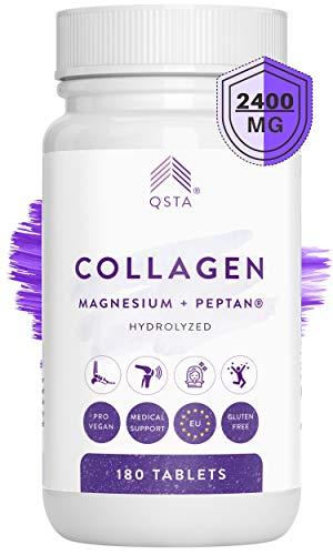 Colageno con Magnesio 4-EN-1 (60 DIAS), Acido Hialuronico, Vitamina C, Vitamina D3 180 Comprimidos, Hidrolizado PEPTAN, Articulaciones, Huesos, Piel, Cabello y Previene Lesiones +2400MG +MEDICOS