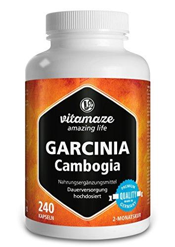 Vitamaze® Extracto de Garcinia Cambogia combinado con colina, como inhibidor del apetito, y cápsulas quemadoras de grasa, 240 cápsulas para 2 meses, producto alemán de calidad