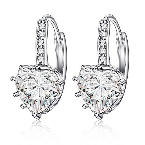 Aretes en forma de corazón de diamante circón regalo idea para las mujeres novia madre hija Glitter Crystal Stud pendientes