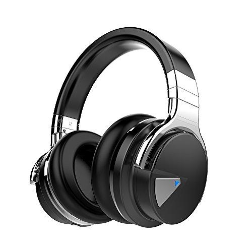 Cowin E7 Auriculares con cancelación activa del ruido Auriculares inalámbricos Bluetooth con micrófono de bajos profundos sobre la oreja, Cómodas almohadillas de proteínas, 30H Tiempo de juego - Negro