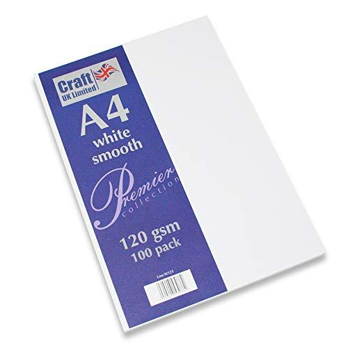 Craft UK W125 - Papel liso (120 g/m², A4, 100 hojas), color blanco
