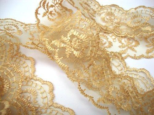 45mm Gold Flat Lace Trimming/Edging - One metre by Cranberry Card Company by Cranberry Card Company