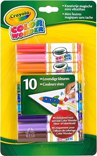 CRAYOLA Color Wonder - 10 Mini Markers - Juguete de Pintura (Multi, Multi, Alrededor, Ampolla, Niño, Boy/Girl)