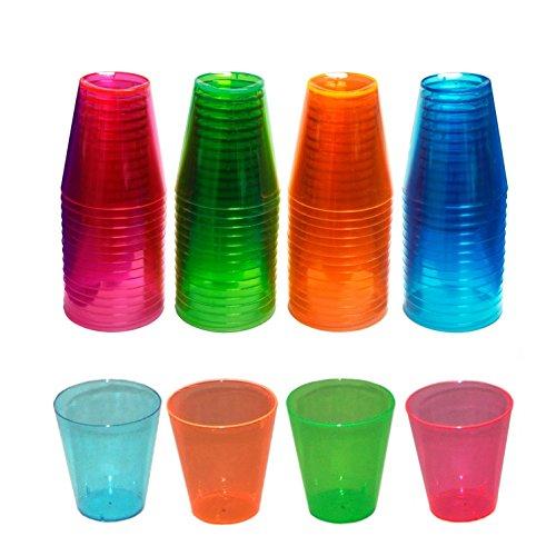 Creative Expressions N26090 - Vasos de plástico fluorescentes para chupito (60 unidades, 6 cl aprox.), varios colores