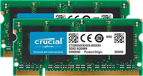 Crucial CT2KIT25664AC800 - Memoria RAM de 4GB Kit (2GBx2) DDR2 800MHz (PC2 6400) SODIMM 200 Pin