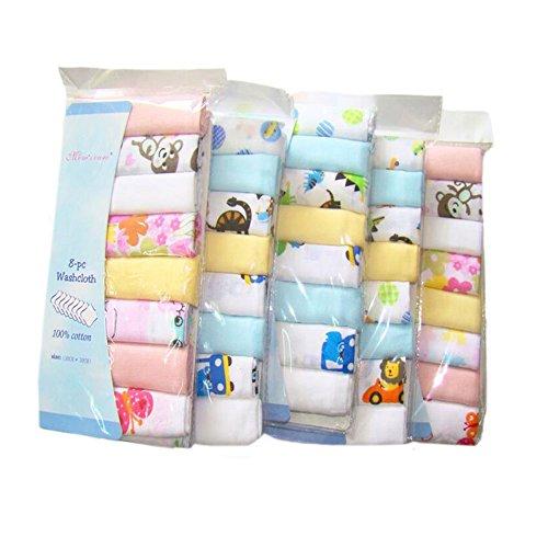 CuteOn Algodón suave del bebé Estropajos las toallas del bebé, paquete de 8, 11.8 "x 11.8" 02-Niña