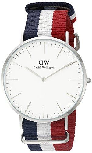 Daniel Wellington 203DW - Reloj con correa de nylon para hombre, color rojo, blanco y azul