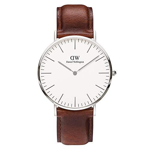 Daniel Wellington - Reloj analógico para caballero con pulsera de cuero marrón (embalaje Amazon)