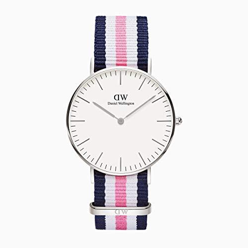 Daniel Wellington DW00100050, reloj blanco / gris para mujer, con correa de nylon