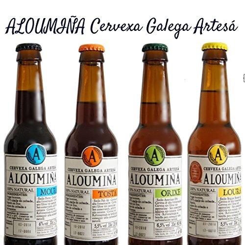 Pack Degustación Cerveza Artesana Aloumiña (8x33cl) 2x Aloumiña Loura, 2x Aloumiña Tosta, 2x Aloumiña Moura, 2x Aloumiña Orixe